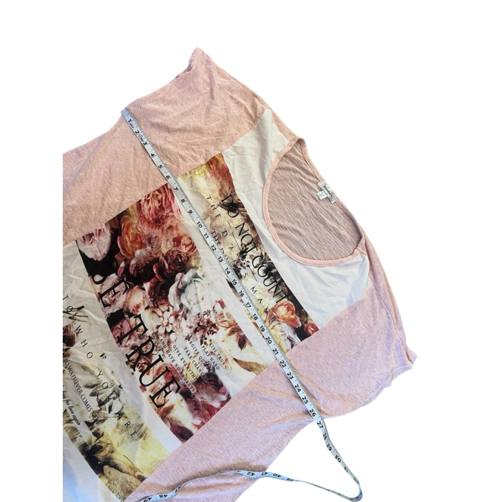 Dressbarn 3X Floral Graphic Tee Pink Lightweight Plus Size Boho Top - Picture 8 of 11